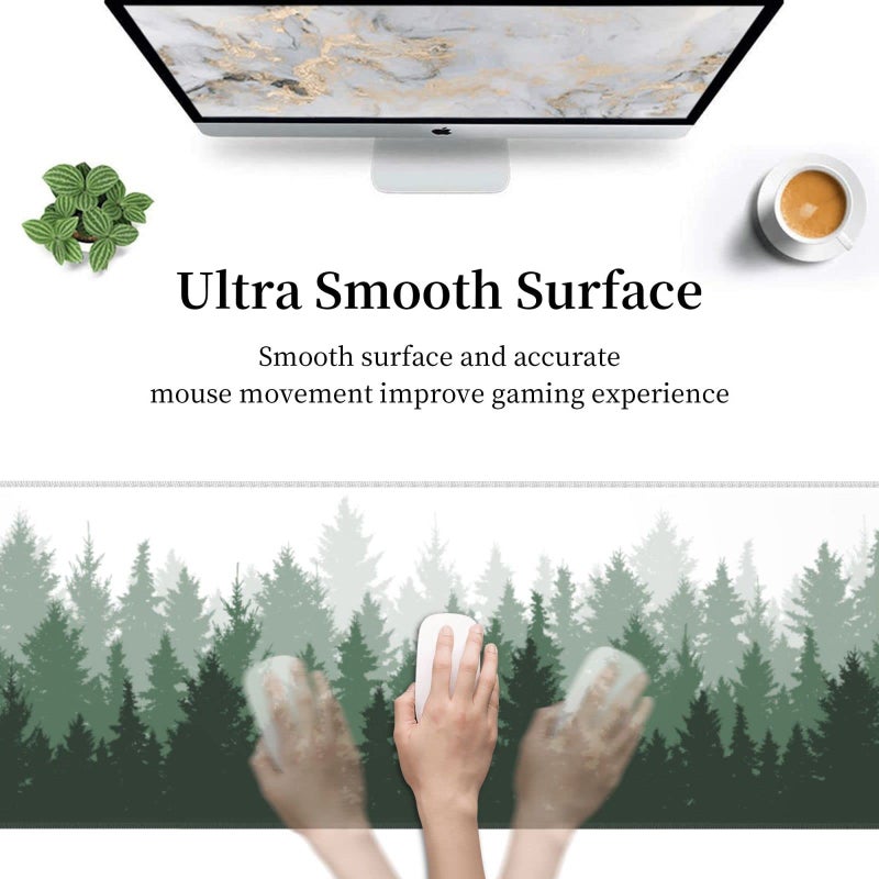 Yilad Green Tree Forest Gaming Mouse Pad Non Slip XL Large Mousepad Stitched Edge Rubber Base Desk Mat for Laptop PC Computer - Image 3